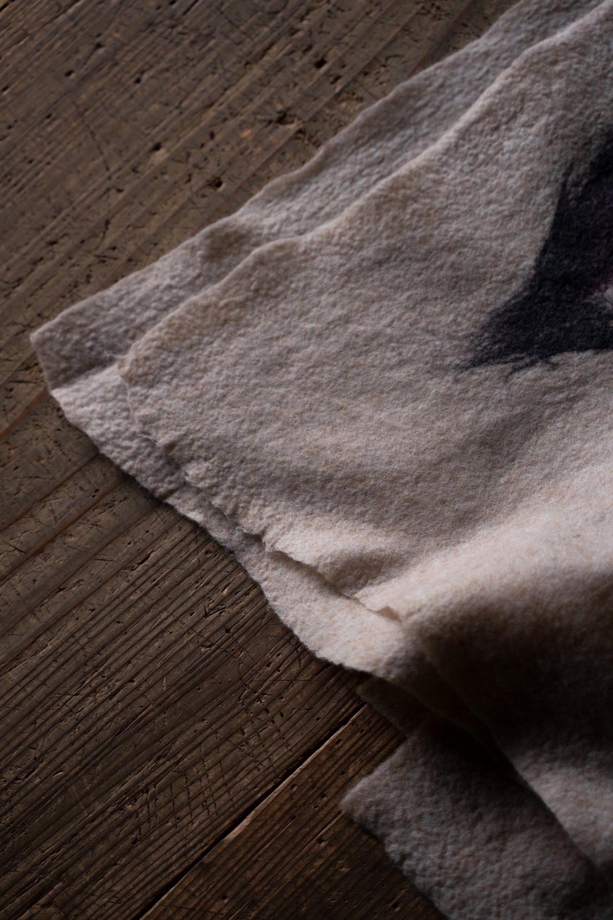 【ラスト1点】Merino Wool Blanket "ROSE" （BEIGE-GREY）