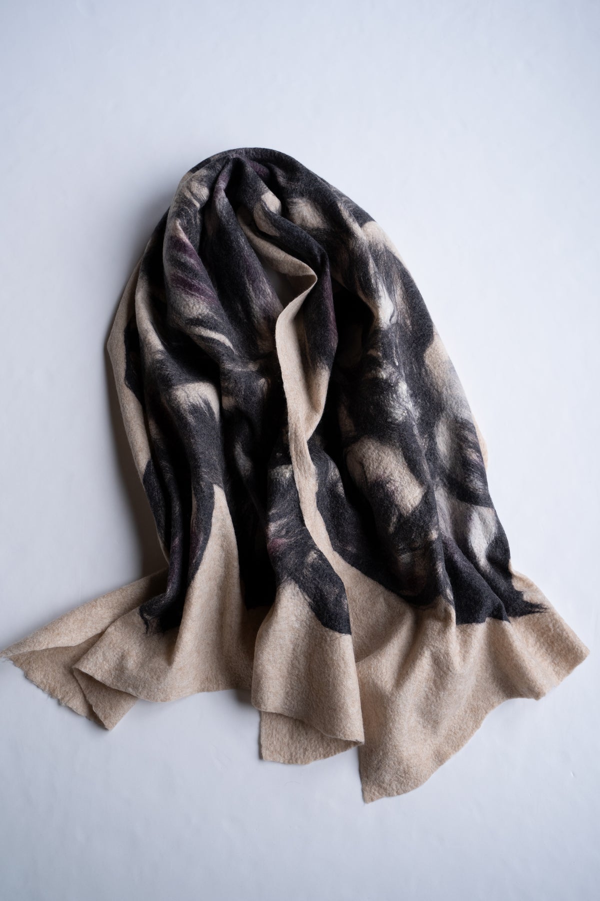【ラスト1点】Merino Wool Blanket "ROSE" （BEIGE-GREY）
