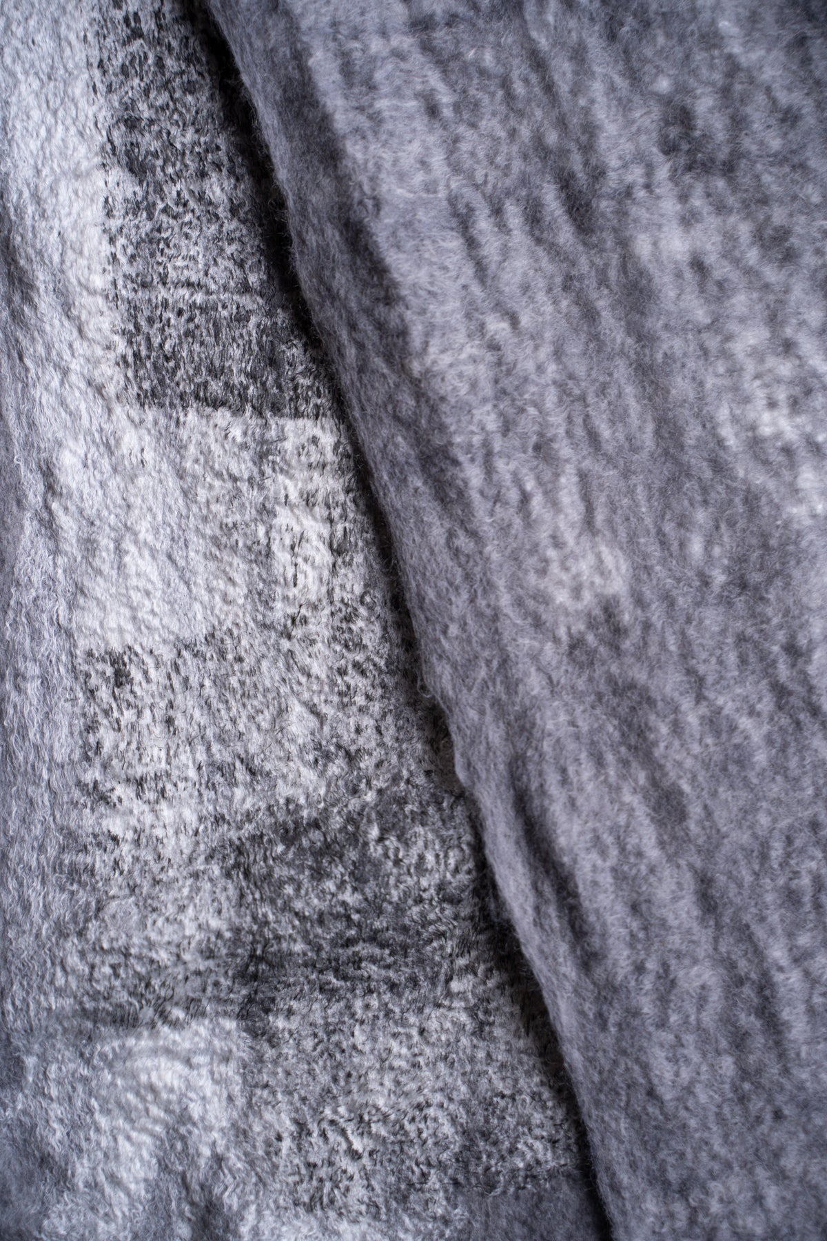 【ラスト1点】Wool Silk Stole "Painting 300" （GREY MELANGE/WHITE）