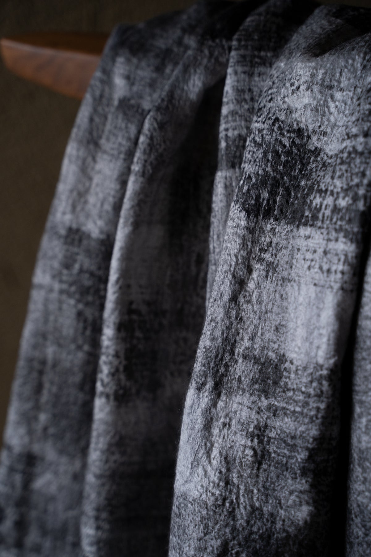 【ラスト1点】Wool Silk Stole "Painting 300" （GREY MELANGE/WHITE）