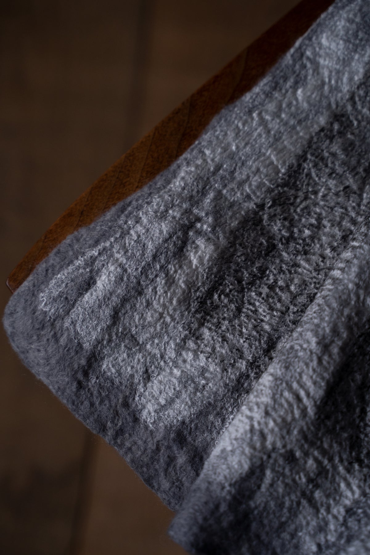 【ラスト1点】Wool Silk Stole "Painting 300" （GREY MELANGE/WHITE）