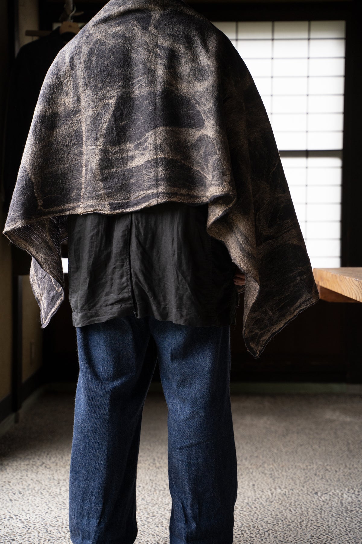 【ラスト1点】Wool Silk Stole "LIGHT 200" （BLACKBOARD/EARTH）