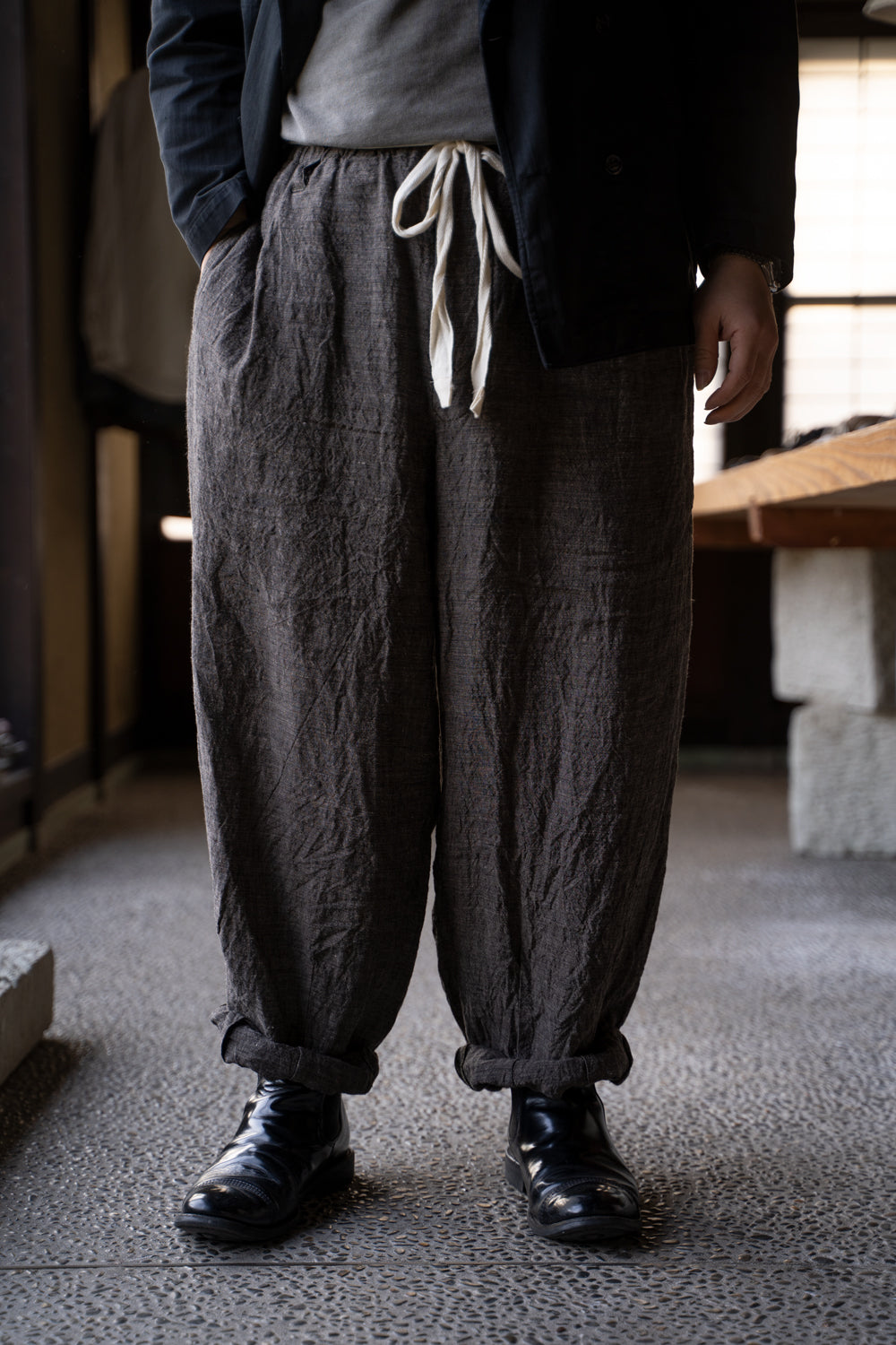 【ラスト1点】Egg Shape Easy Trousers "OVUM-LC"（BROWN）