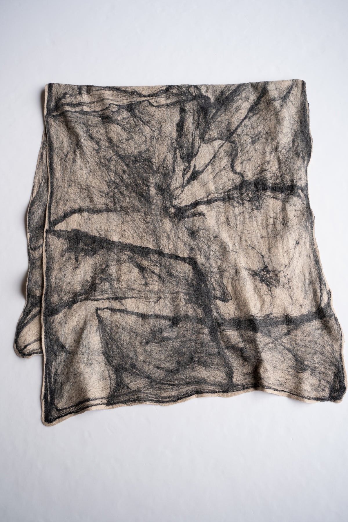 【ラスト1点】Wool Silk Stole "LIGHT 200" （BEIGE/BLACK）