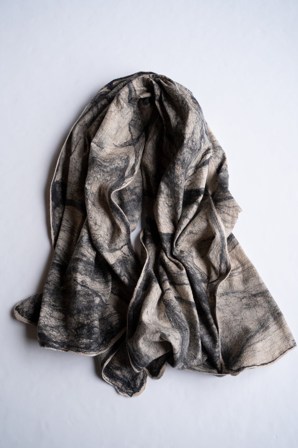 【ラスト1点】Wool Silk Stole "LIGHT 200" （BEIGE/BLACK）