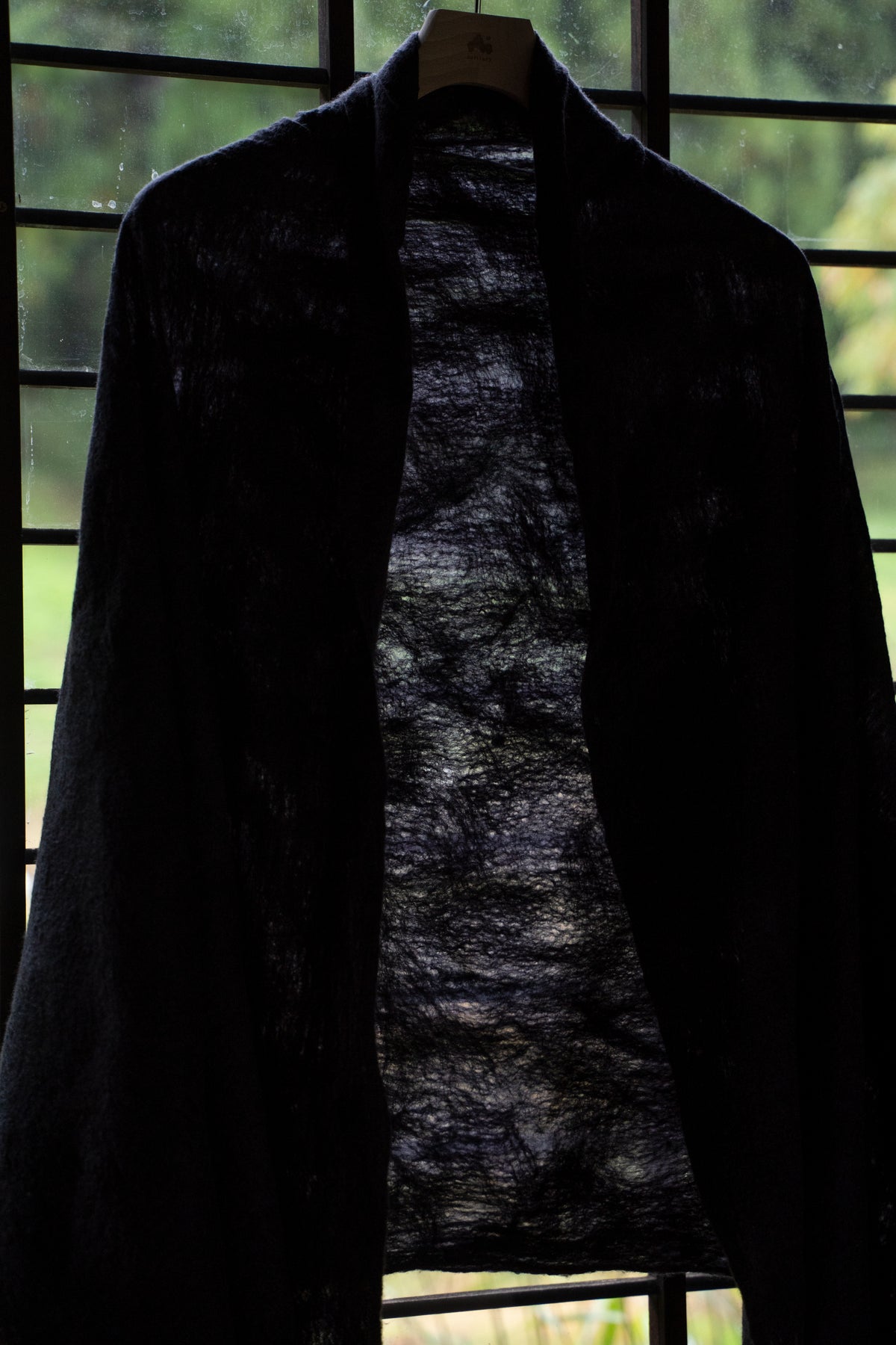 【ラスト1点】Wool Silk Stole "LIGHT 100" （BLACK/BLACK）