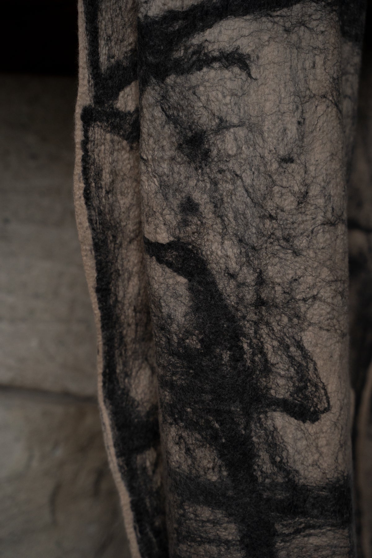 【ラスト1点】Wool Silk Stole "LIGHT 200" （BEIGE/BLACK）
