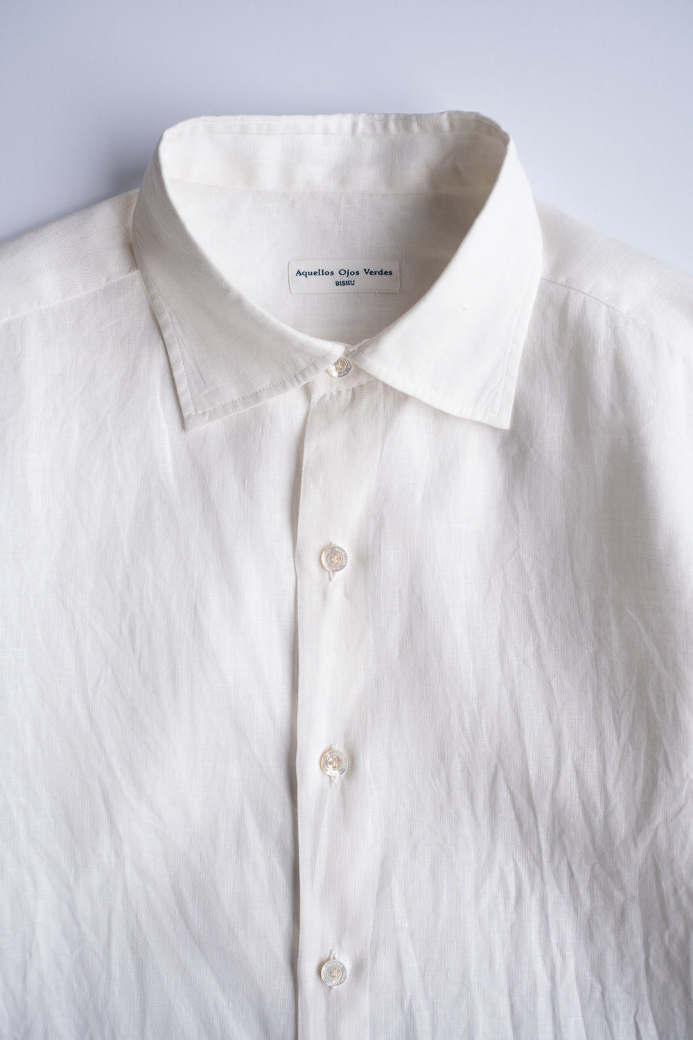 Authentic Linen Poplin Windsor Wide Collar Shirt（PEARL WHITE）