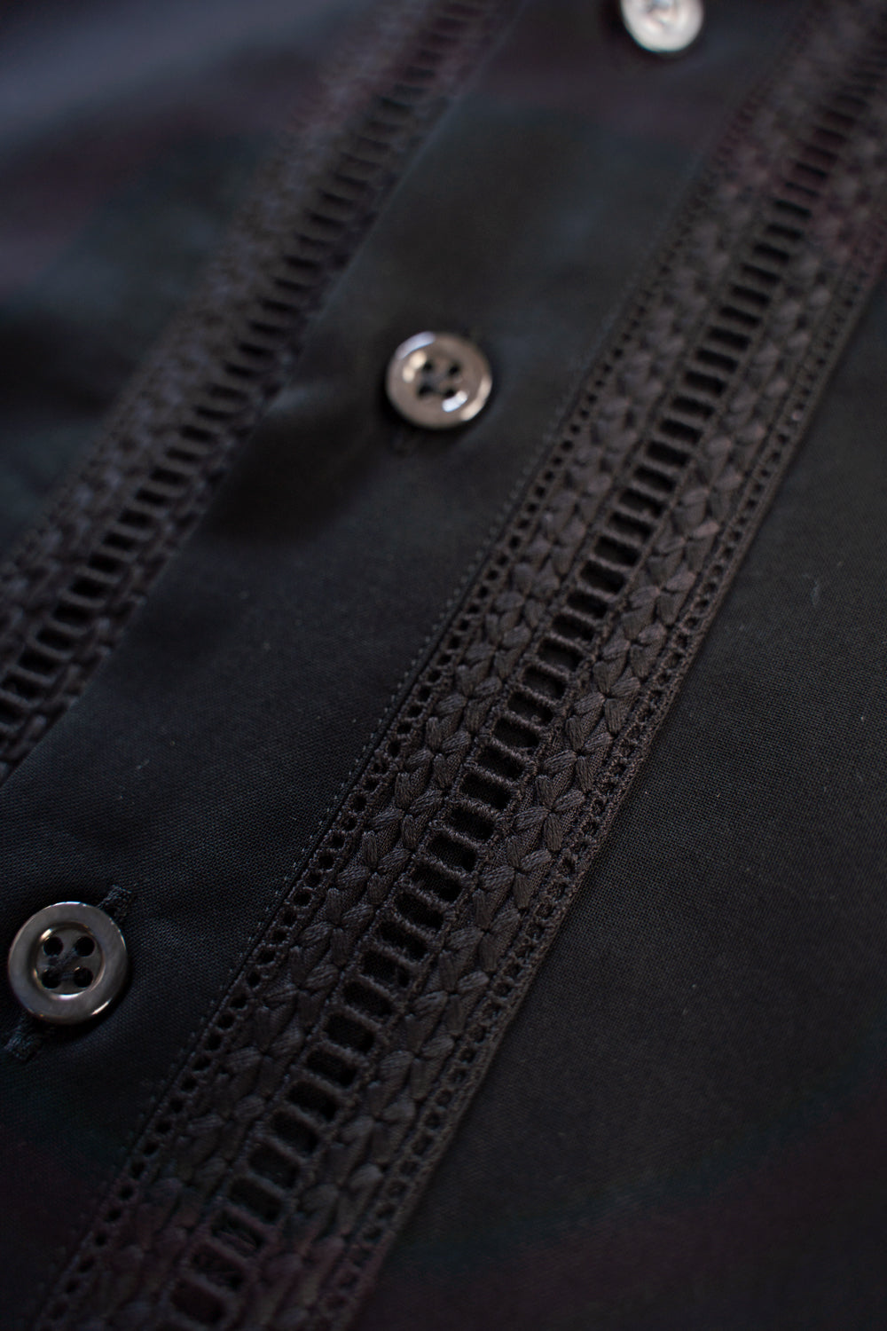 【ラスト1点】See-through Boil Ethnic Crew Neck Shirt（BLACK）