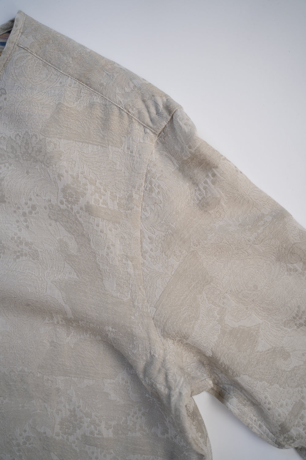 【ラスト1点】Flower Jacquard Ethnic Crew Neck Shirt（MOSS GREEN）