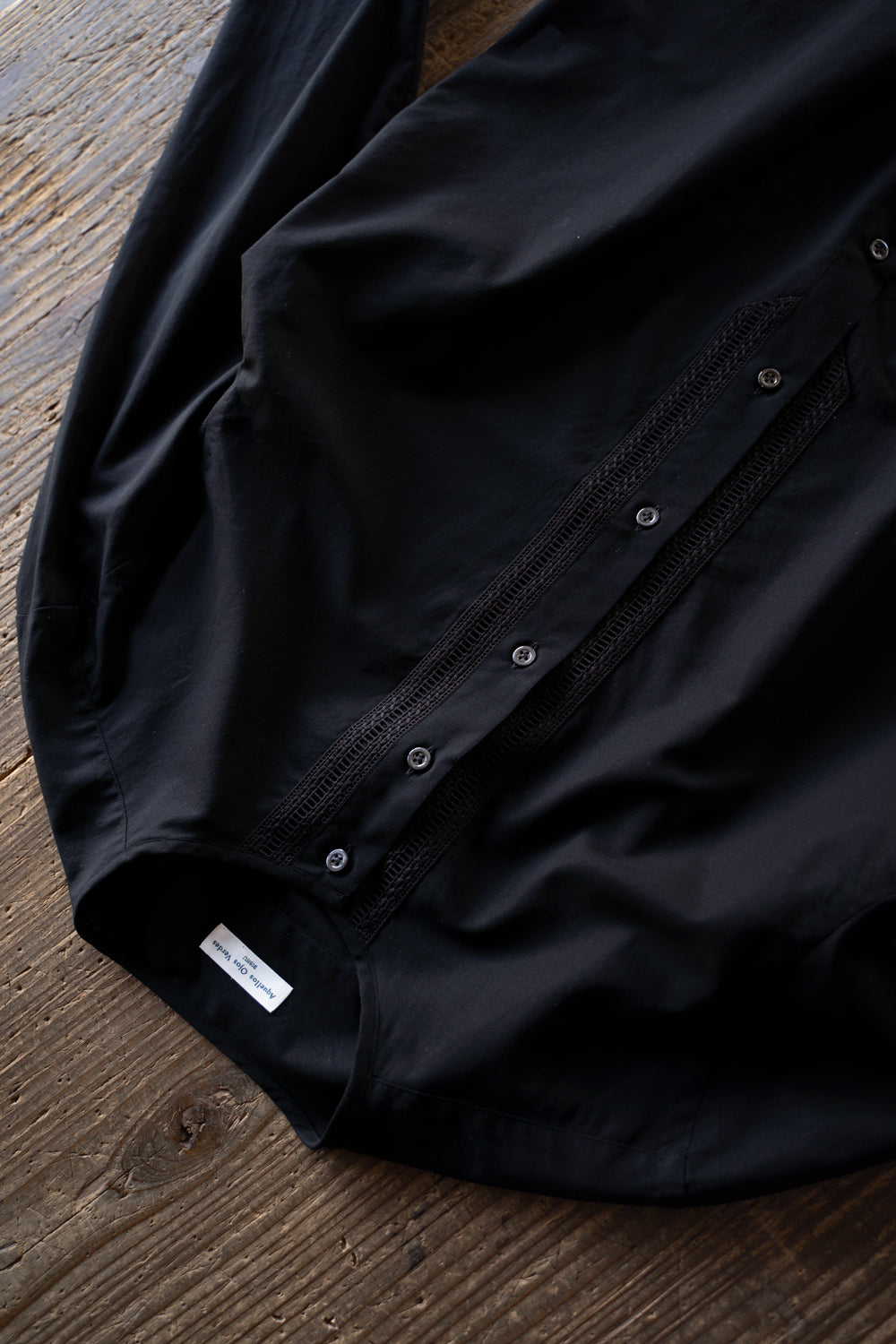 【ラスト1点】See-through Boil Ethnic Crew Neck Shirt（BLACK）