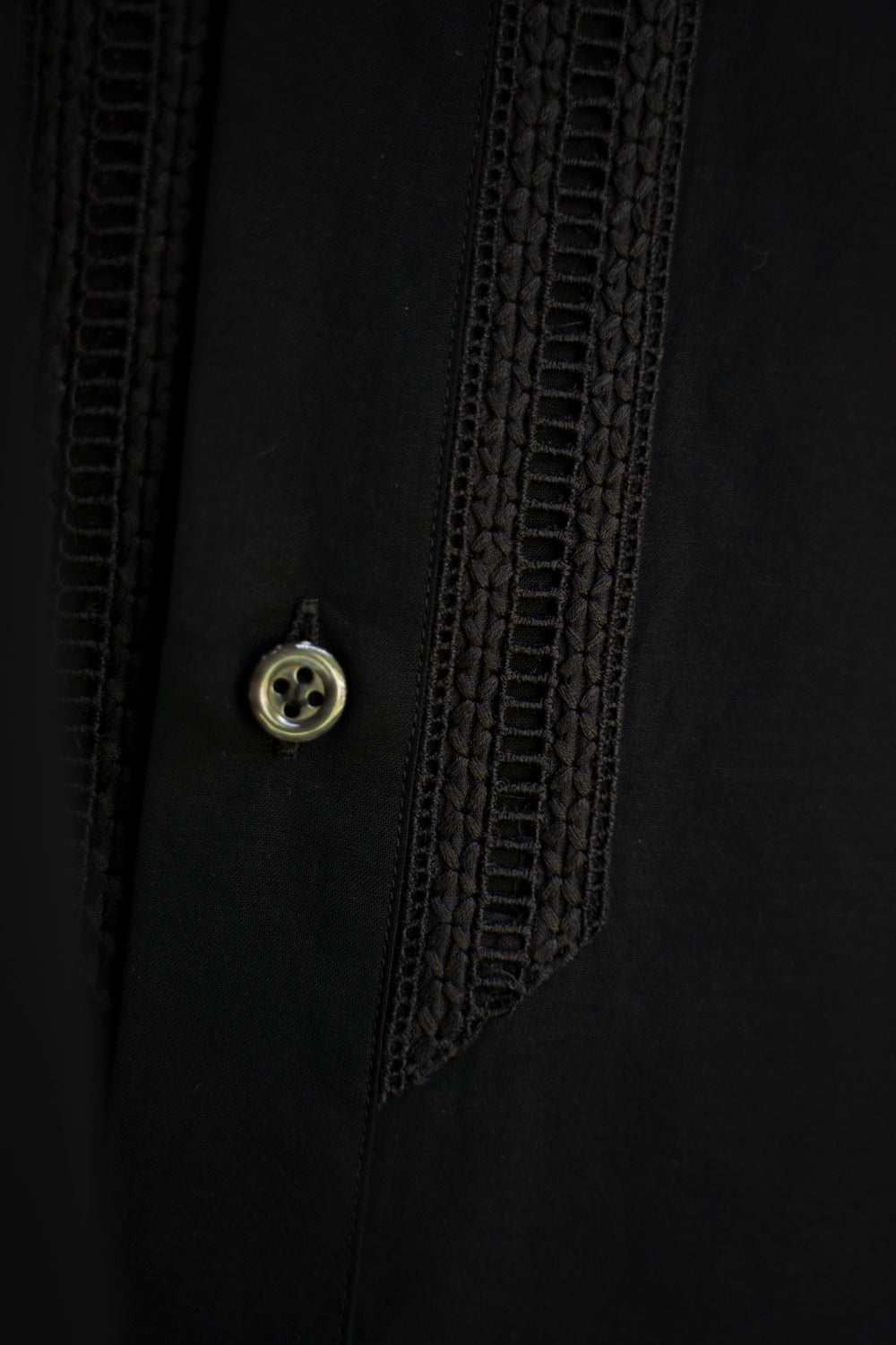【ラスト1点】See-through Boil Ethnic Crew Neck Shirt（BLACK）
