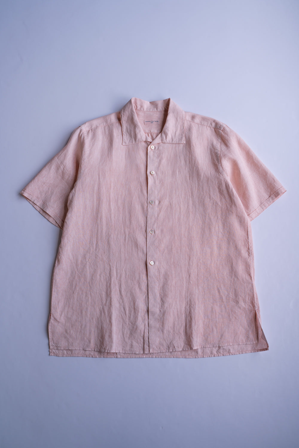 【ラスト1点】Authentic Linen Poplin Classic Open Collar Short Sleeve Shirt（CHELL PINK BENGARA DYE）