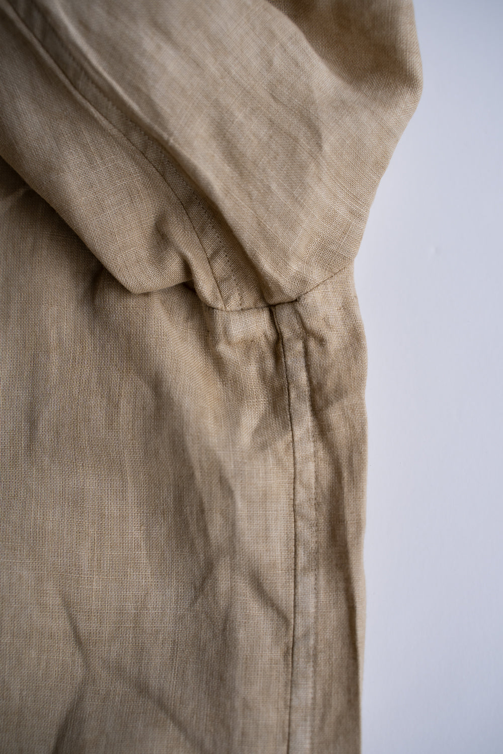【ラスト1点】Authentic Linen Poplin Classic Open Collar Short Sleeve Shirt（BANBOO YELLOW BENGARA DYE）