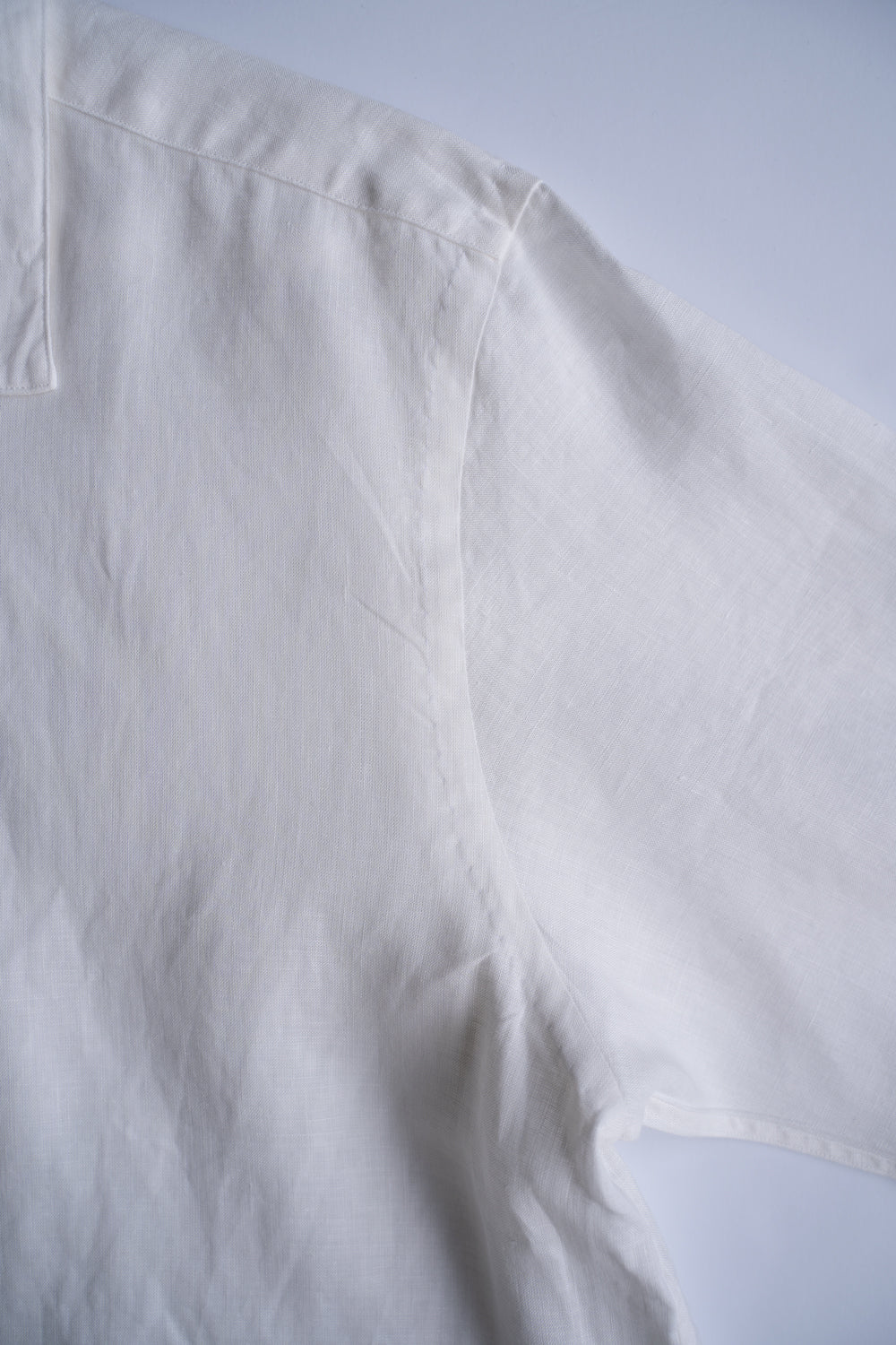 【ラスト1点】Authentic Linen Poplin Classic Open Collar Short Sleeve Shirt（PEARL WHITE）