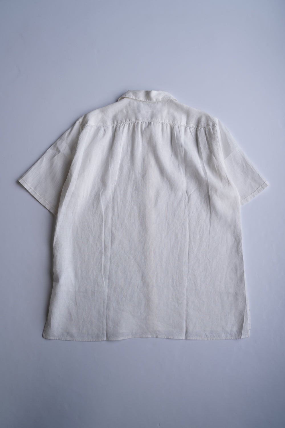 【ラスト1点】Authentic Linen Poplin Classic Open Collar Short Sleeve Shirt（PEARL WHITE）