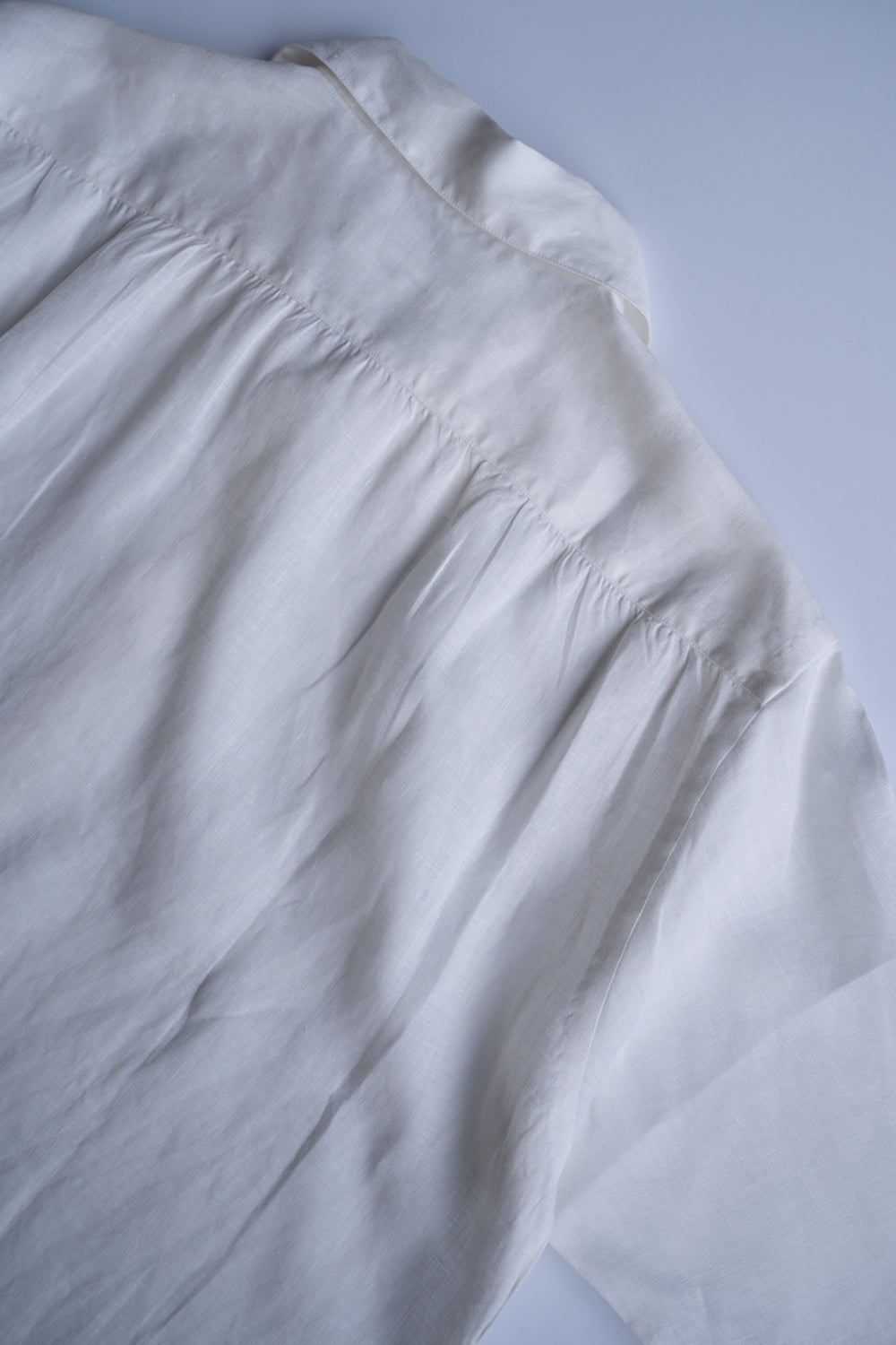 【ラスト1点】Authentic Linen Poplin Classic Open Collar Short Sleeve Shirt（PEARL WHITE）