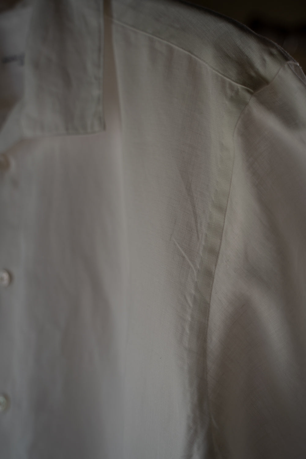 【ラスト1点】Authentic Linen Poplin Classic Open Collar Short Sleeve Shirt（PEARL WHITE）