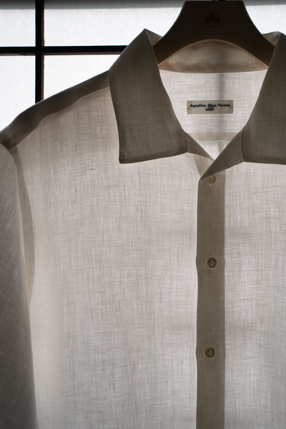 【ラスト1点】Authentic Linen Poplin Classic Open Collar Short Sleeve Shirt（PEARL WHITE）