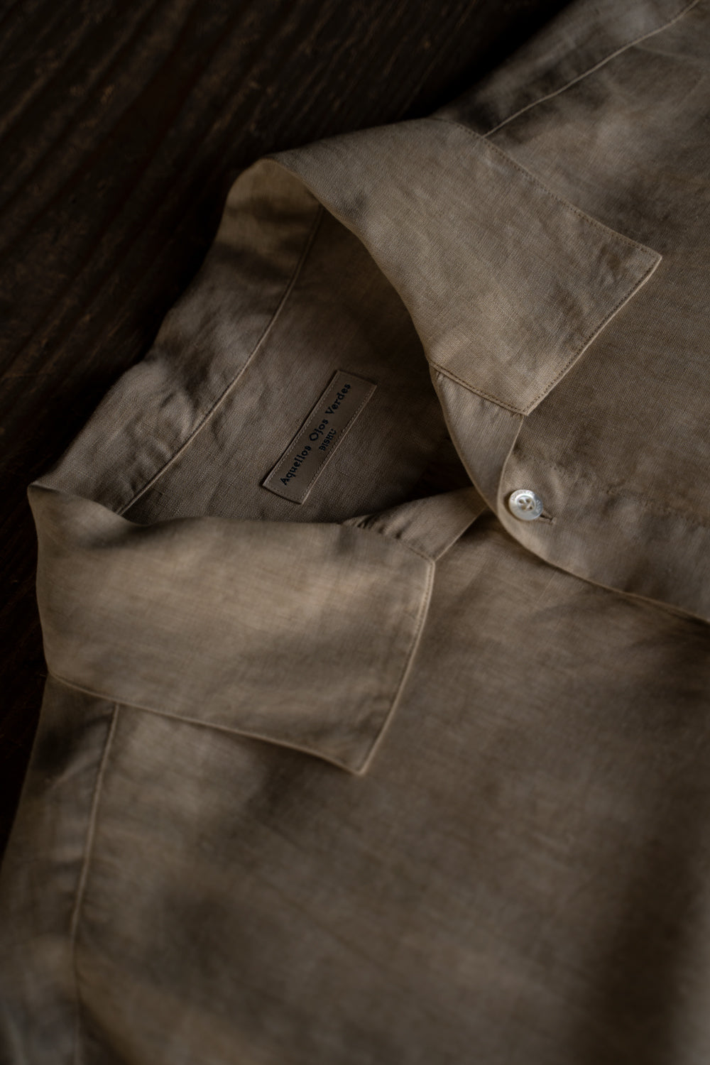 【ラスト1点】Authentic Linen Poplin Classic Open Collar Short Sleeve Shirt（BANBOO YELLOW BENGARA DYE）