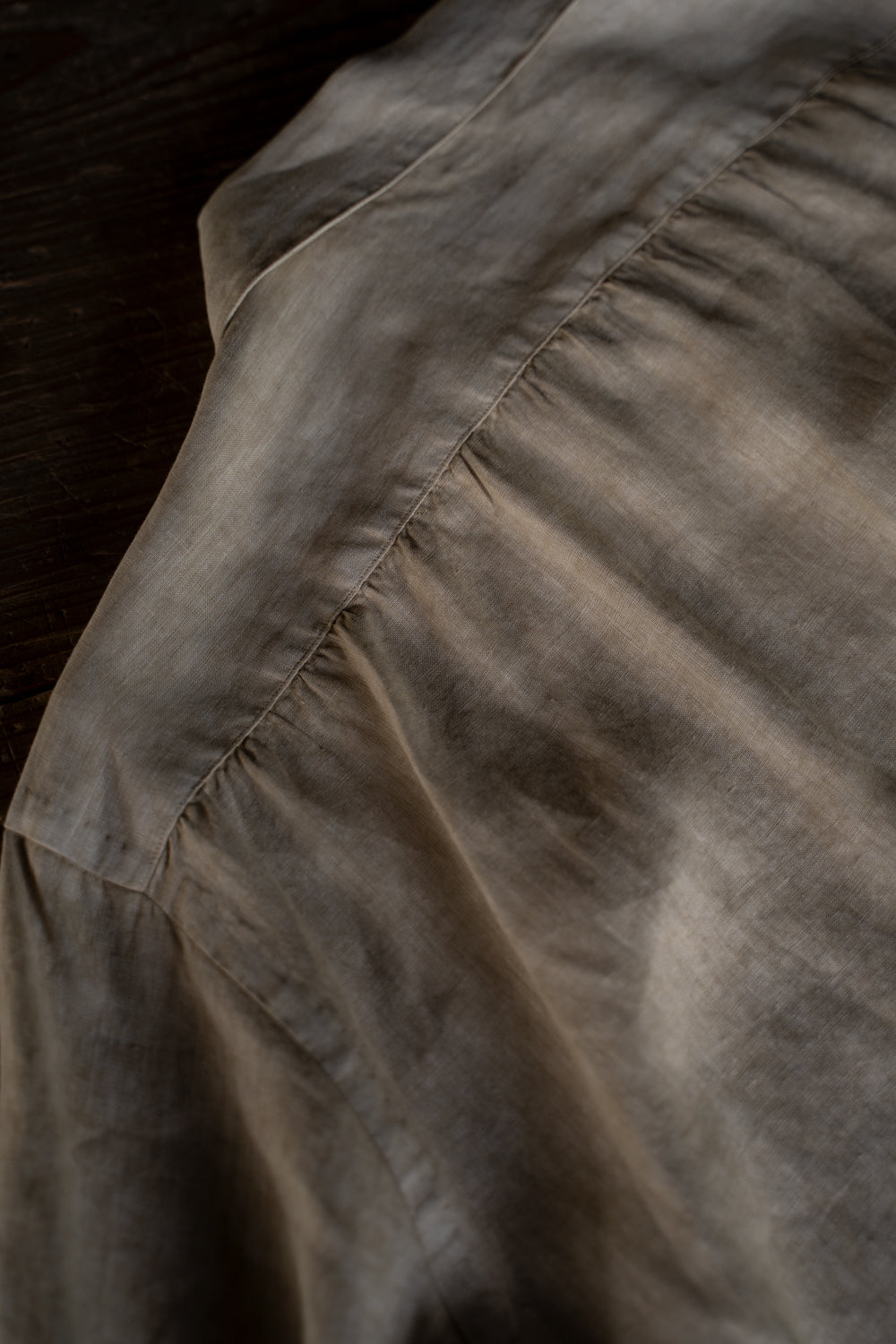 【ラスト1点】Authentic Linen Poplin Classic Open Collar Short Sleeve Shirt（BANBOO YELLOW BENGARA DYE）