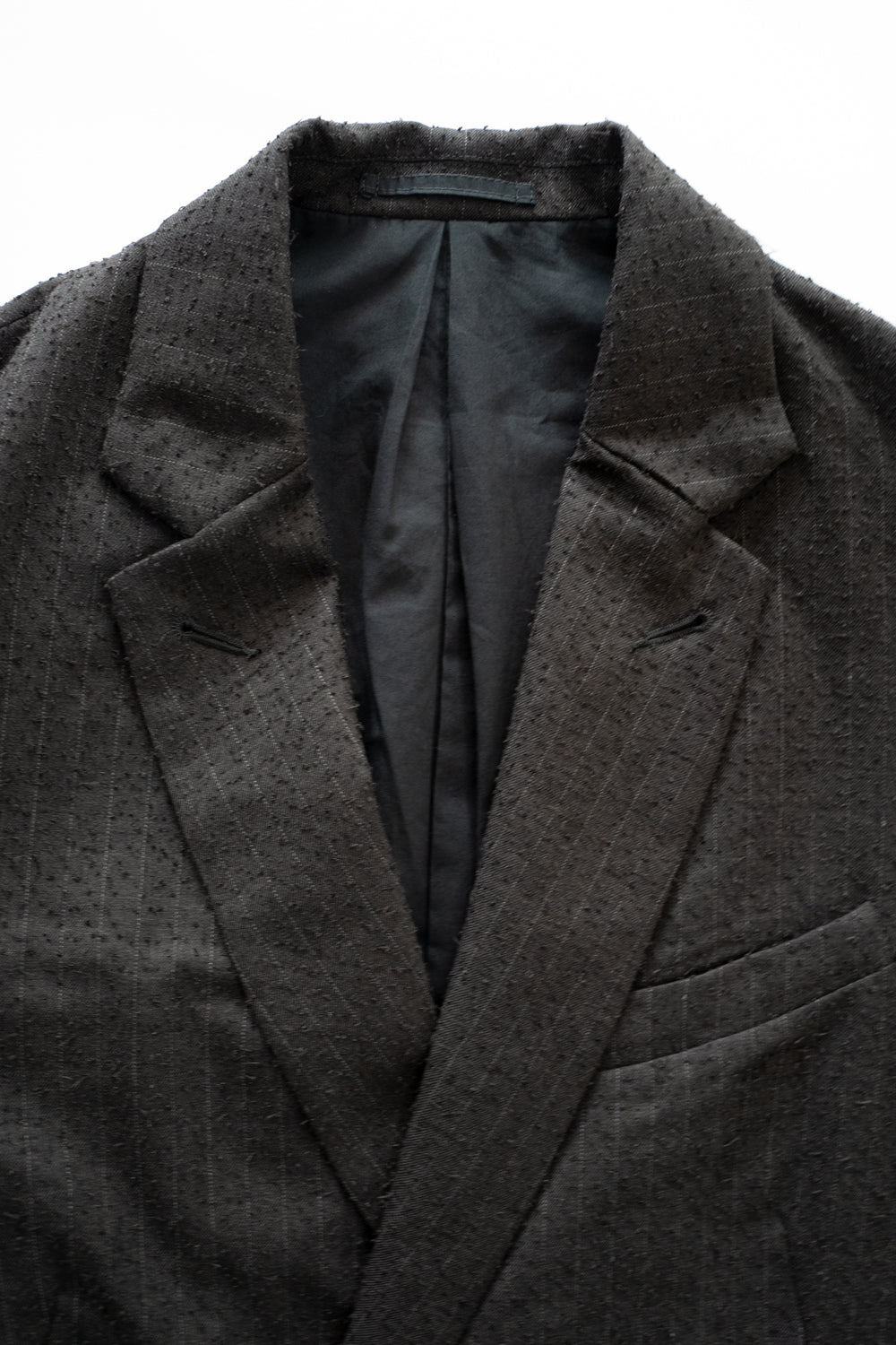 【ラスト1点】Double Breasted Semi Long Blazer（IRON BROWN STRIPES）