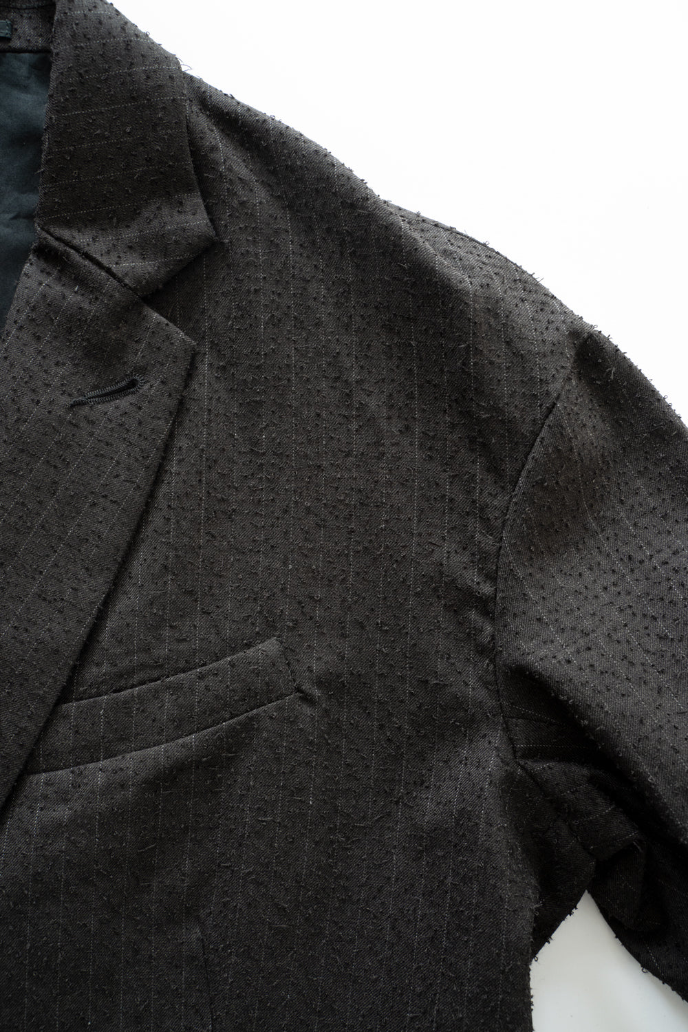 【ラスト1点】Double Breasted Semi Long Blazer（IRON BROWN STRIPES）