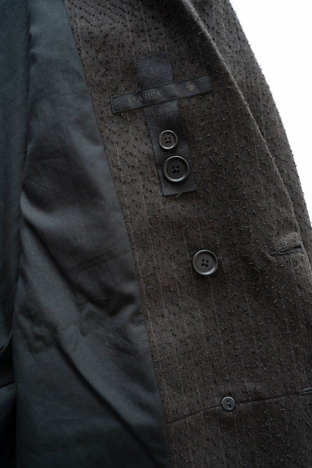 【ラスト1点】Double Breasted Semi Long Blazer（IRON BROWN STRIPES）