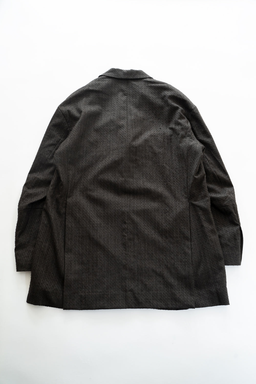 【ラスト1点】Double Breasted Semi Long Blazer（IRON BROWN STRIPES）