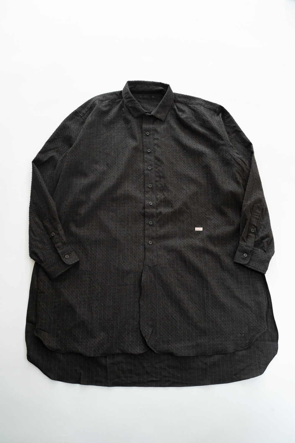 【ラスト1点】Relaxed Fit Wool Long Shirt（IRON BROWN STRIPES）