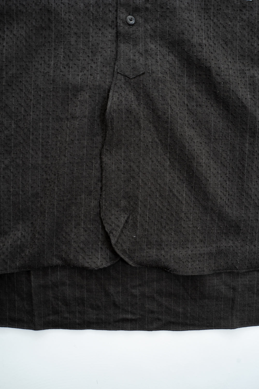 【ラスト1点】Relaxed Fit Wool Long Shirt（IRON BROWN STRIPES）