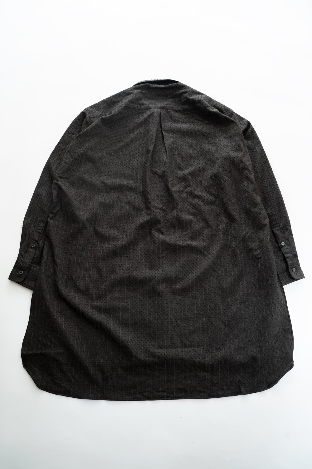 【ラスト1点】Relaxed Fit Wool Long Shirt（IRON BROWN STRIPES）