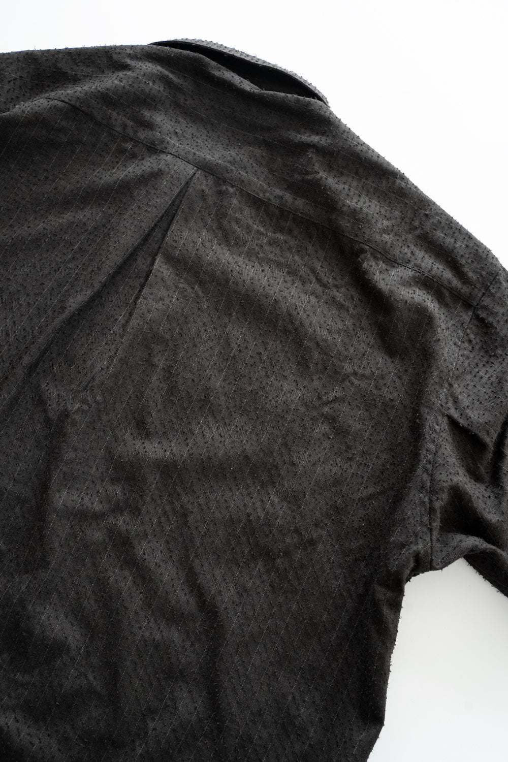 【ラスト1点】Relaxed Fit Wool Long Shirt（IRON BROWN STRIPES）