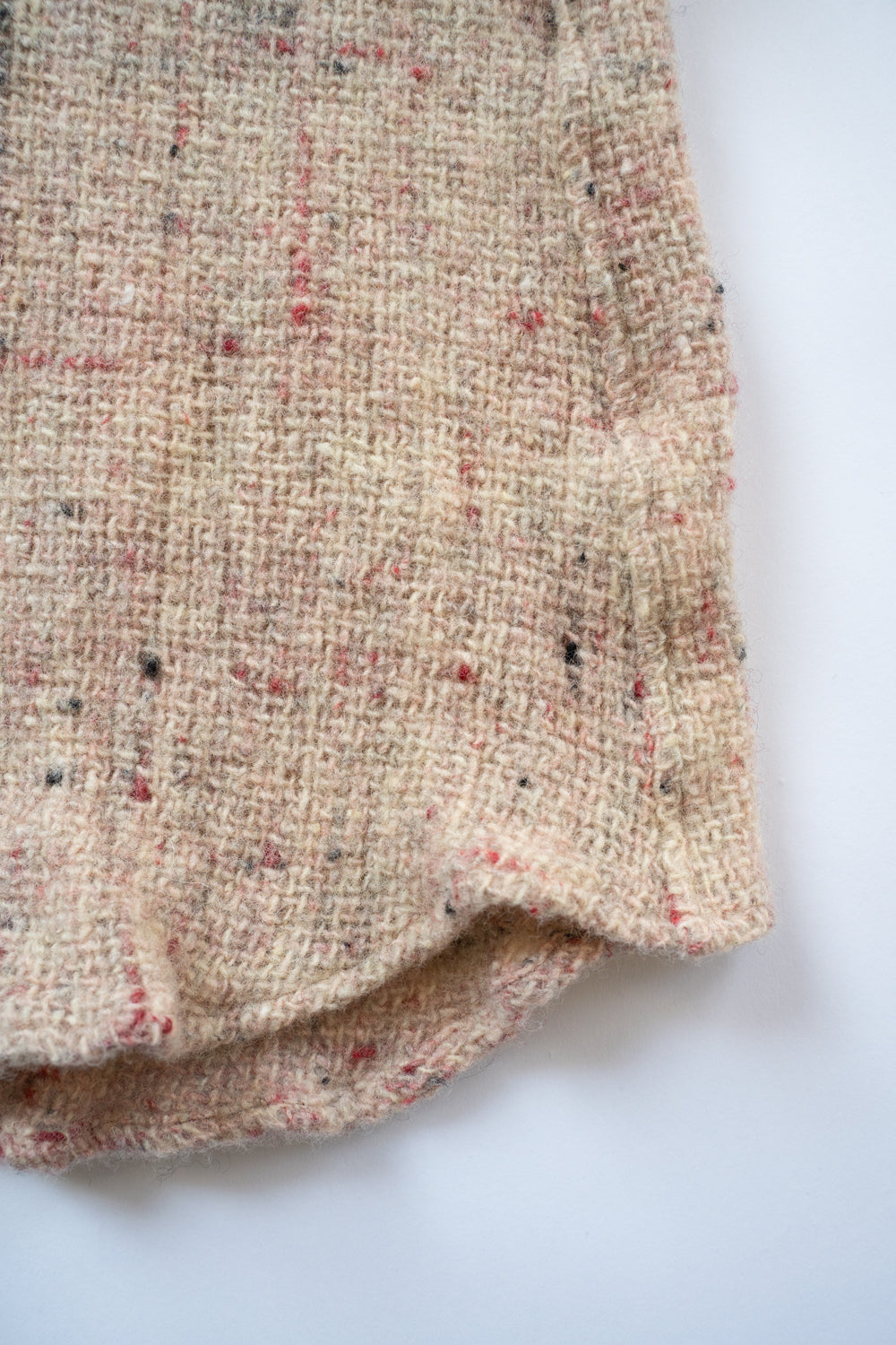 【ラスト1点】カラーネップウールマオカラーシャツ（WHITE×RED）