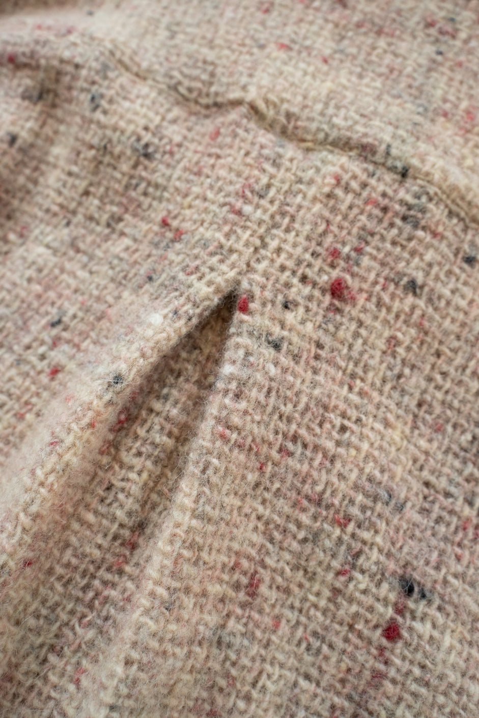 【ラスト1点】カラーネップウールマオカラーシャツ（WHITE×RED）