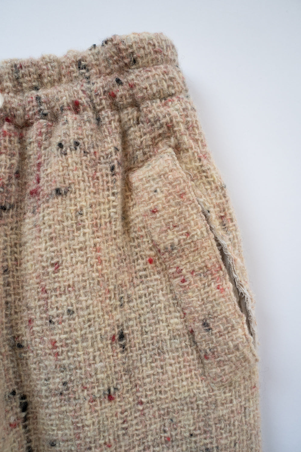 【ラスト1点】カラーネップウールバギーパンツ（WHITE×RED）