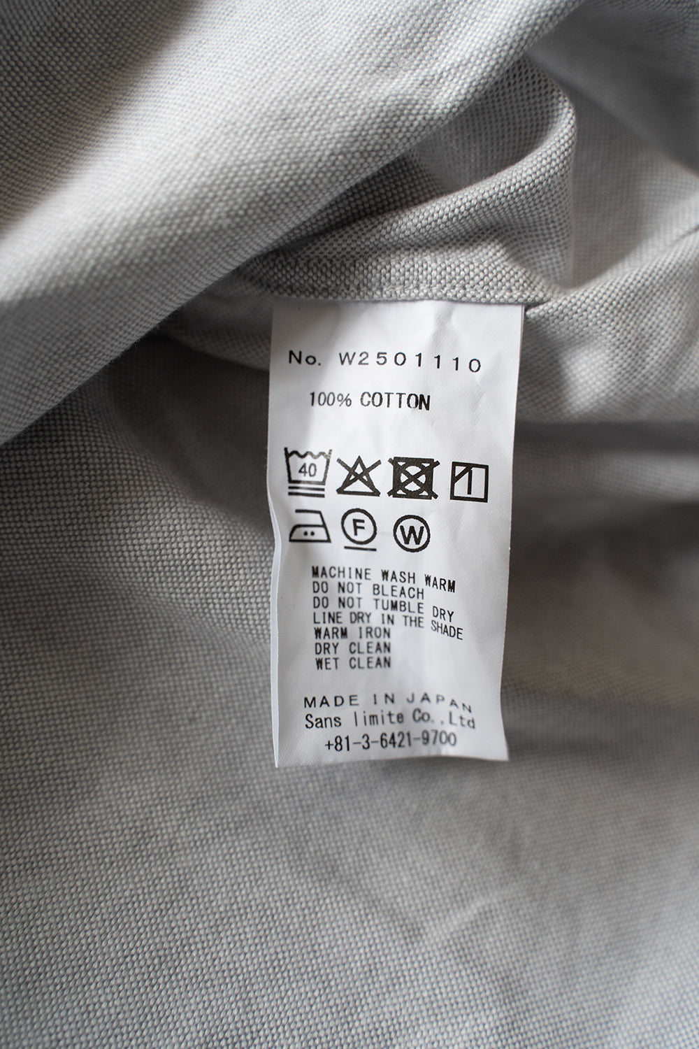 【ラスト1点】SH01B ボックスレギュラーカラー比翼シャツ（GREY OX）