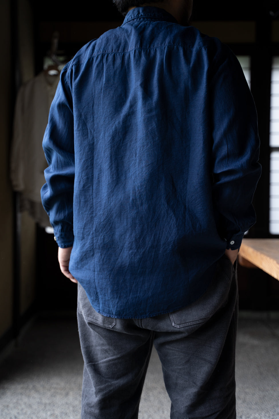 大麻シャツ 大（藍（濃））