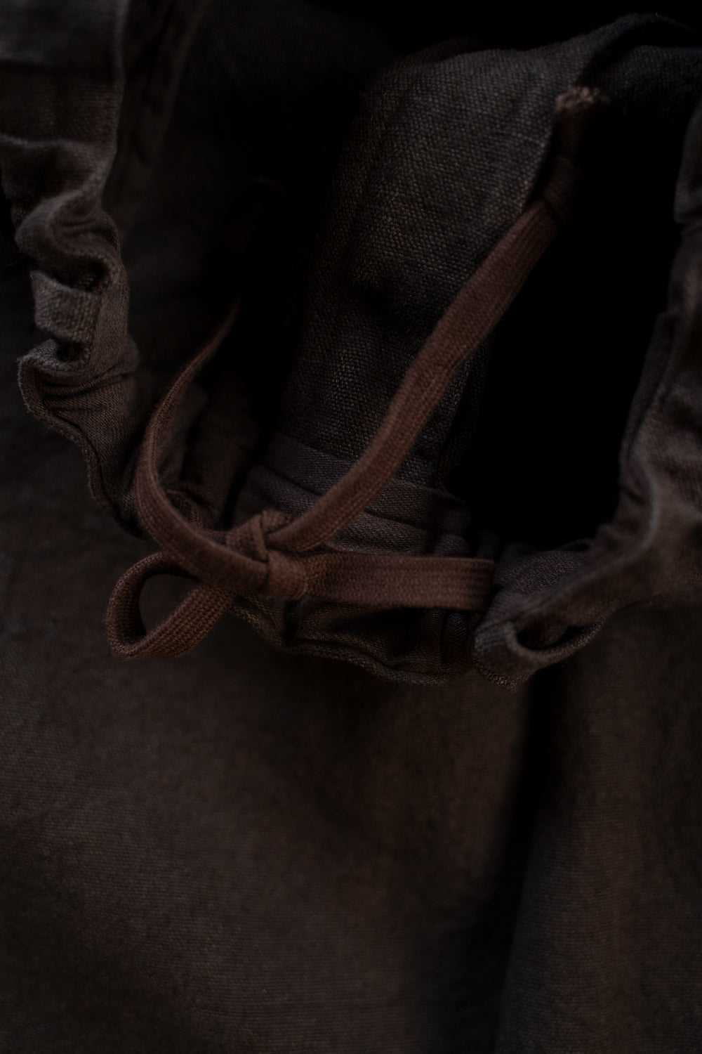 亜麻苧麻ワイドパンツ(こげ茶)