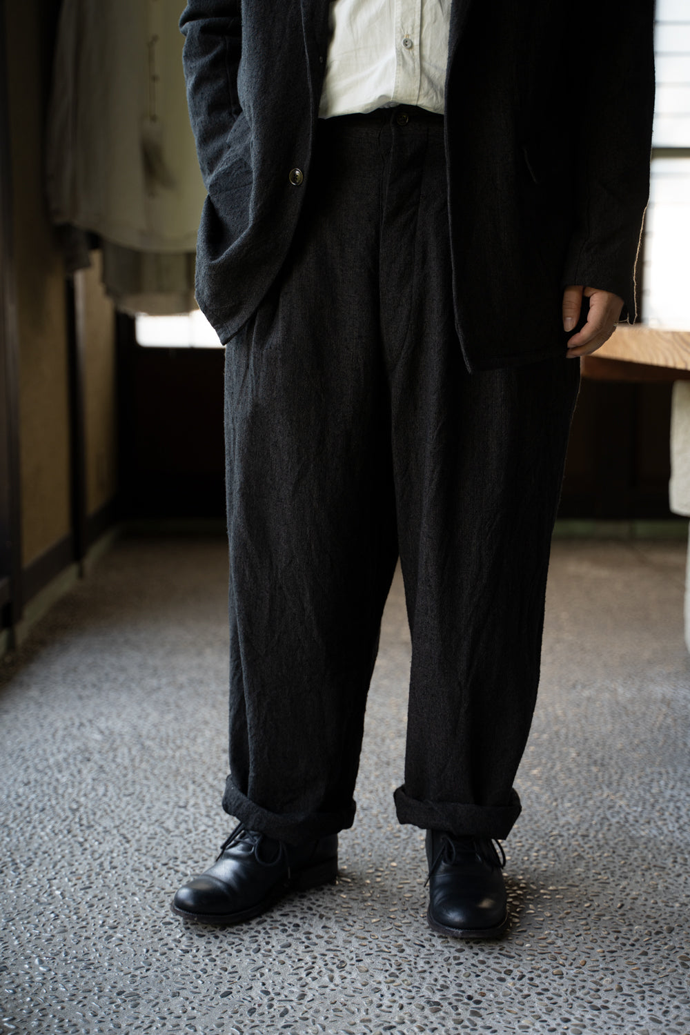【ラスト1点】Wide and Tapered Silent Trousers"PACE"-SW（CACAO NIB）