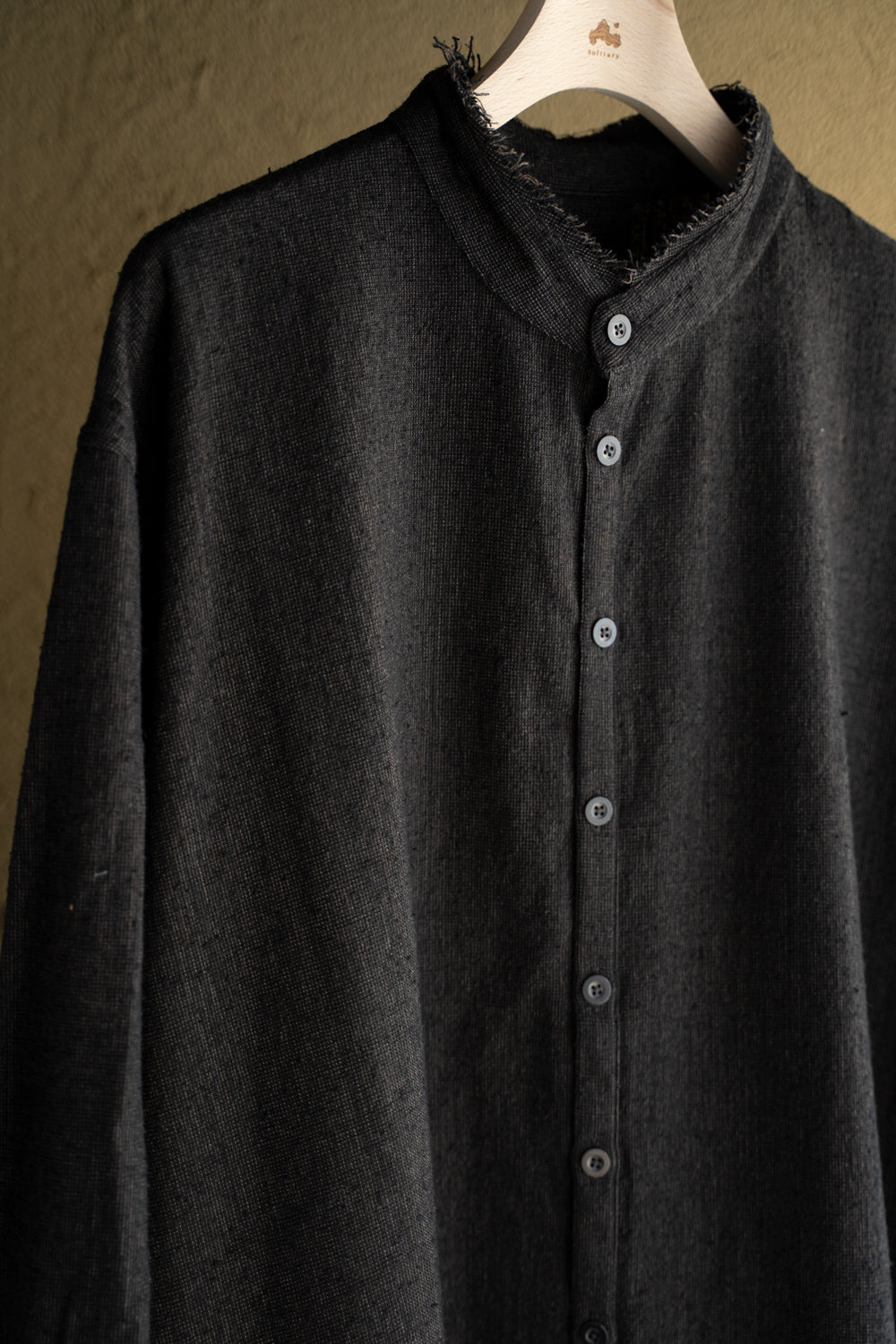 Stand Collar Long Tail Shirts"SH-042"（CACAO NIB）