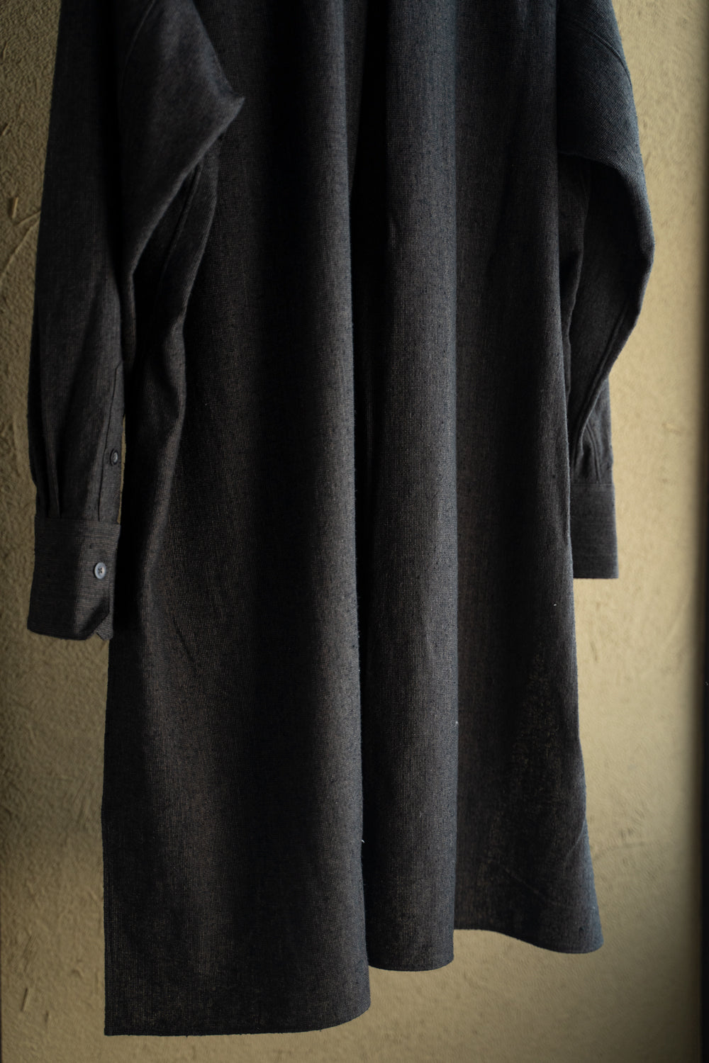 Stand Collar Long Tail Shirts"SH-042"（CACAO NIB）