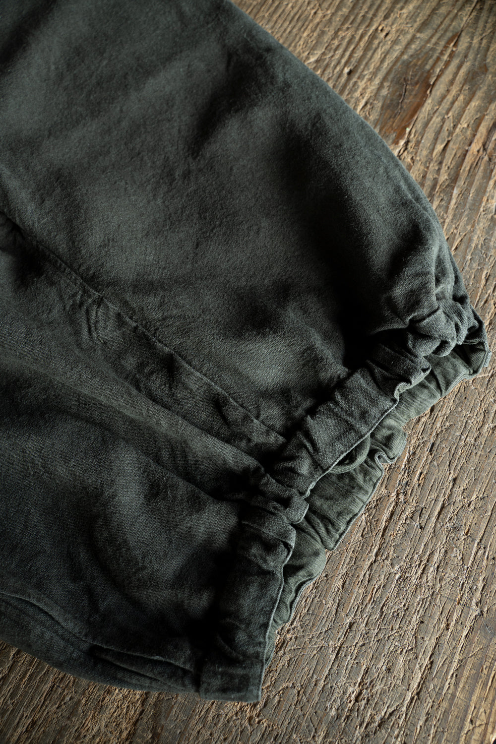 亜麻苧麻ワイドパンツ(濃緑)