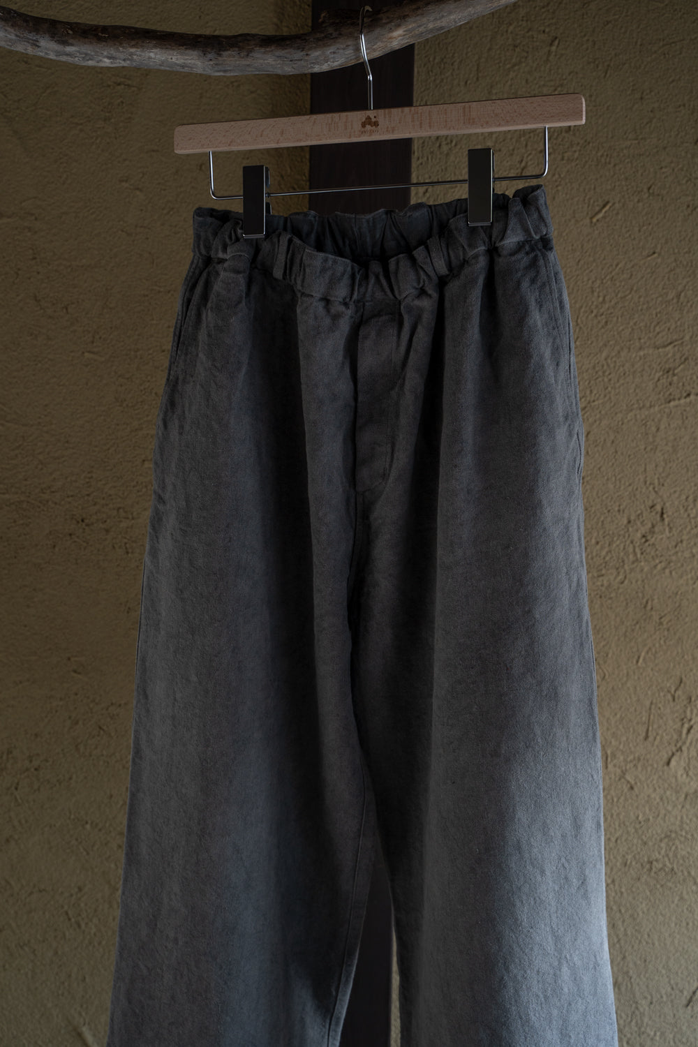 亜麻苧麻ワイドパンツ(薄炭)