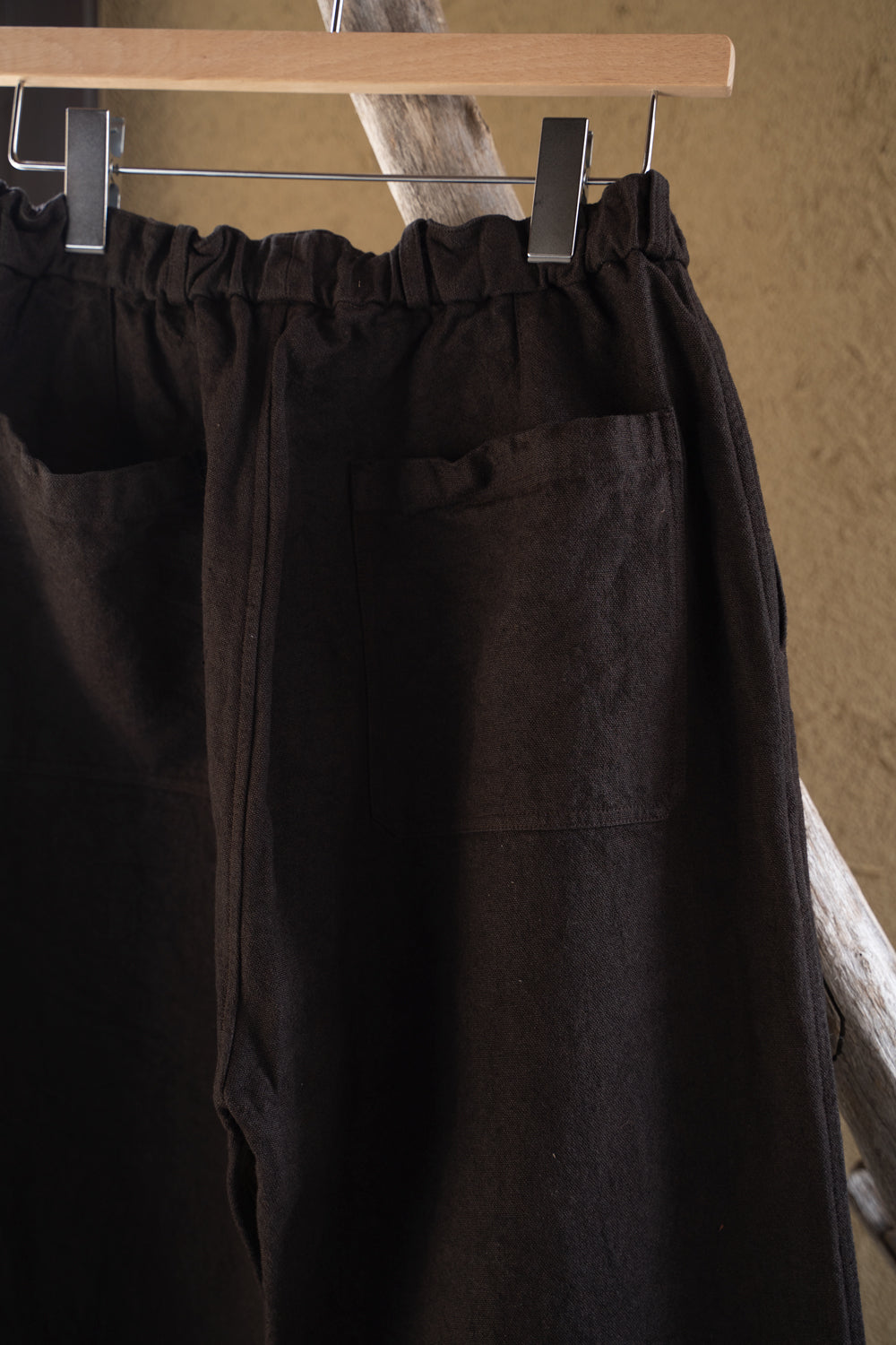 亜麻苧麻ワイドパンツ(こげ茶)