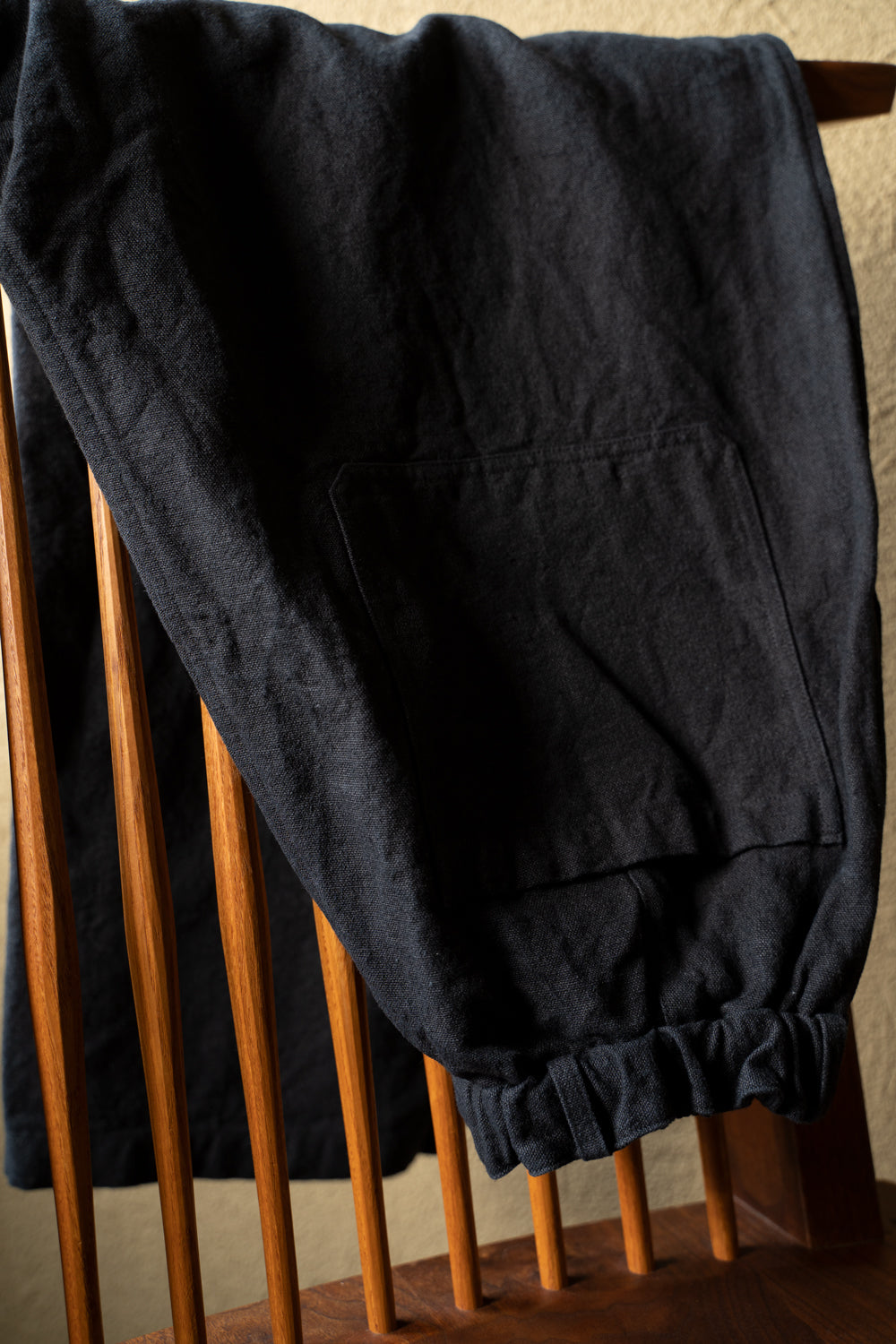 亜麻苧麻ワイドパンツ(墨黒)