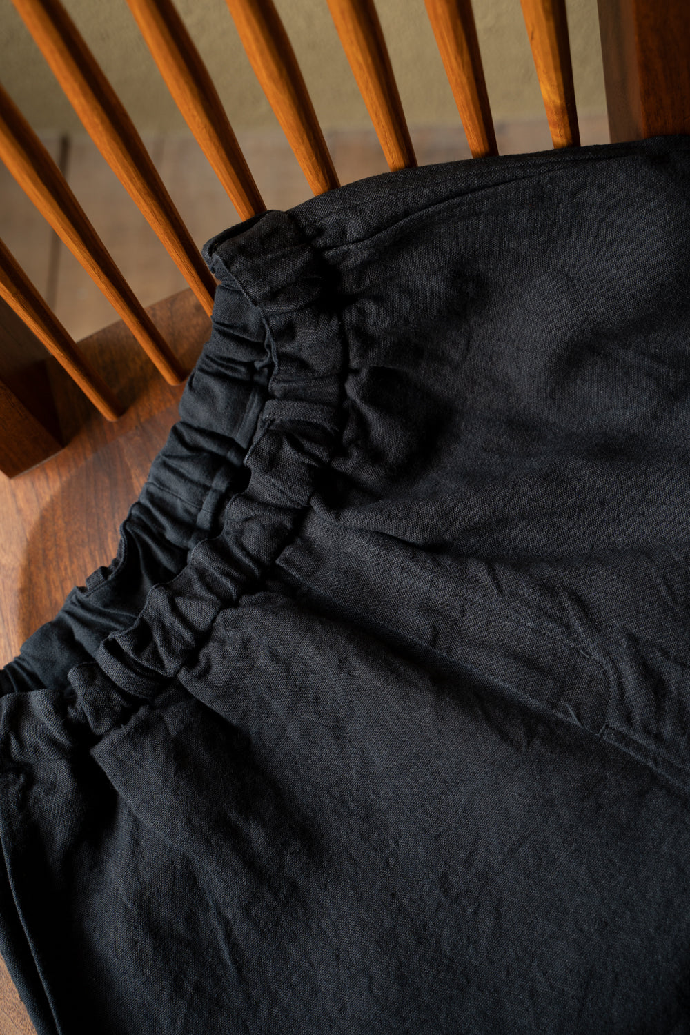 亜麻苧麻ワイドパンツ(墨黒)